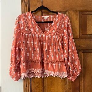 Women's Boho Blouse in Coral